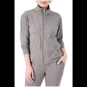 Gymwrap Women's Heathered Knit Zip-Up Jacket w/ Side Pockets Charc - Regular